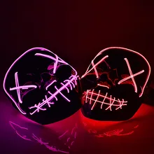 2023 Halloween Neon Mask Horror Glowing Neon Mask LED Light Party Purge Masquerade Halloween Bar Decorations Festival Supplies