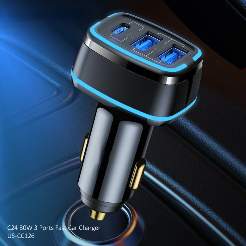 Автомобильное зарядное устройство USAMS с 3 USB-портами и поддержкой быстрой зарядки, 80 Вт 
Автомобильное зарядное устройство USAMS с 3 USB-портами и поддержкой быстрой зарядки, 80 Вт