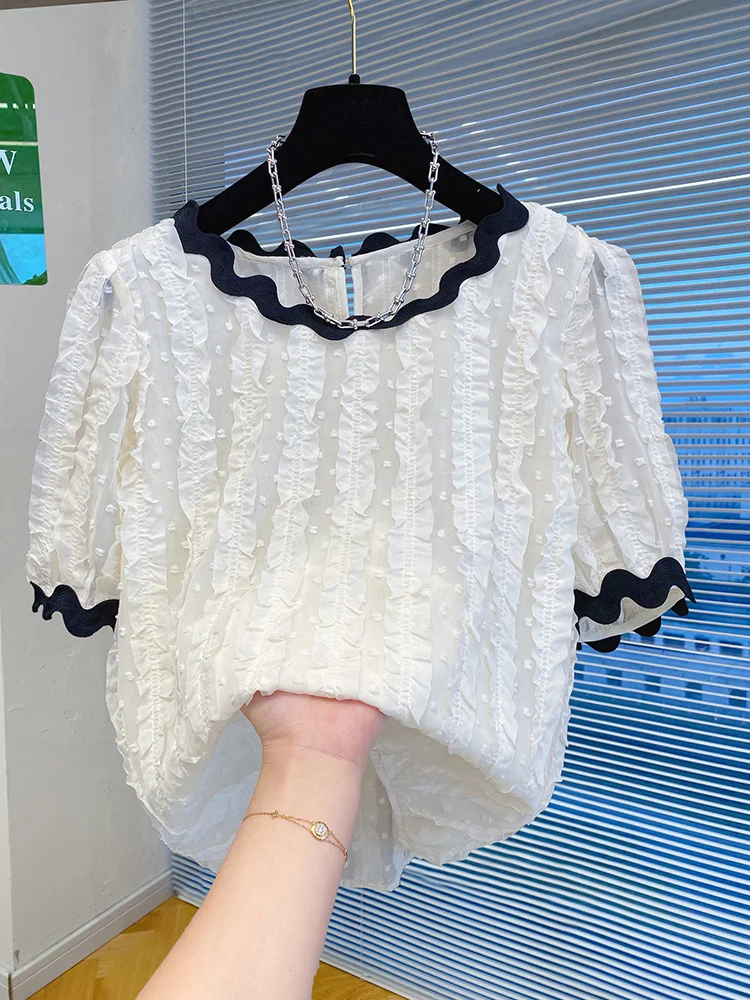 SuperAen 2022 лоскутный шифоновый топ с круглым вырезом, женская летняя короткая тонкая Повседневная рубашка
SuperAen 2022 лоскутный шифоновый топ с круглым вырезом, женская летняя короткая тонкая Повседневная рубашка