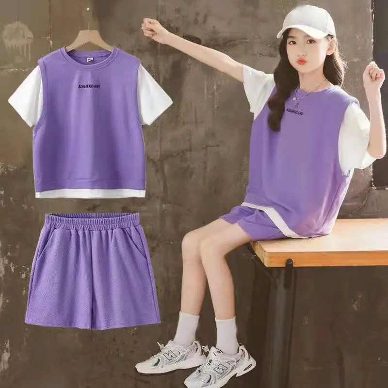 Children Summer Suit Girls Short Sleeve T-shirts +Pants Kids Clothes Casual Outfits for Girls Clothing Sets 5 6 8 10 12 14 Years
Children Summer Suit Girls Short Sleeve T-shirts +Pants Kids Clothes Casual Outfits for Girls Clothing Sets 5 6 8 10 12 14 Years