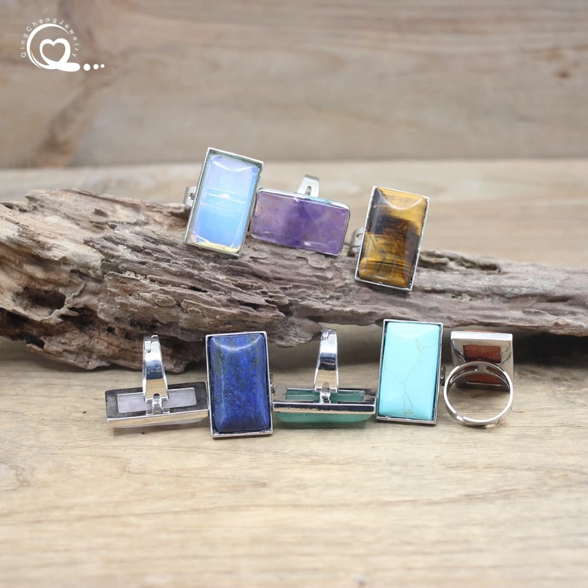 Rectangle Natural Stone Cabochon Ring Amethysts Lapis Tiger eye Turquoises Resizable Finger Rings Women Fashion Jewelry,QC4055
Rectangle Natural Stone Cabochon Ring Amethysts Lapis Tiger eye Turquoises Resizable Finger Rings Women Fashion Jewelry,QC4055