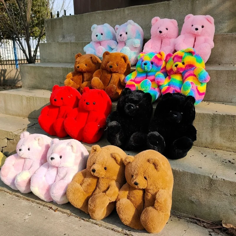 Teddy Bear Slippers for Women Faux Fur Cute Cartoon Bear Kids House Slipper Furry Slides Woman Furry Flip Flop House Shoes W102
Teddy Bear Slippers for Women Faux Fur Cute Cartoon Bear Kids House Slipper Furry Slides Woman Furry Flip Flop House Shoes W102