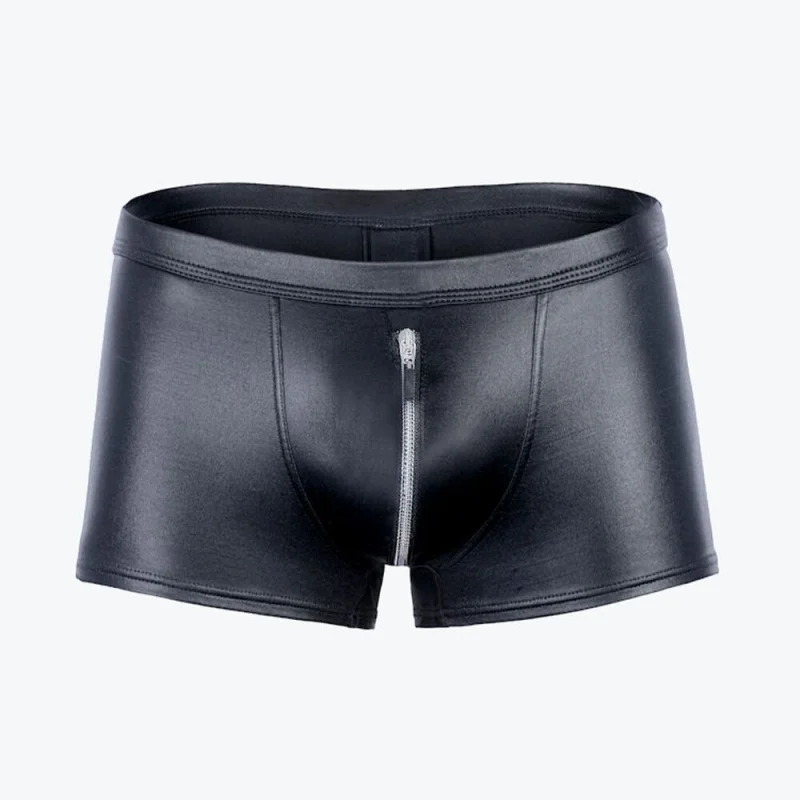 Mens Faux Leather Boxers Zipper Crotch Shorts Low Rise Elastic Waistband Shorts Nightclub Party Stage Performance Rave Costume
Mens Faux Leather Boxers Zipper Crotch Shorts Low Rise Elastic Waistband Shorts Nightclub Party Stage Performance Rave Costume