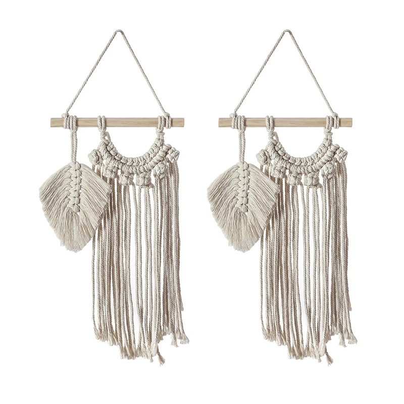2 Pack Small Macrame Wall Hanging Decor, Handmade Boho Chic Leaf Feather Woven Home Art Decoration for Apartment Bedroom
2 Pack Small Macrame Wall Hanging Decor, Handmade Boho Chic Leaf Feather Woven Home Art Decoration for Apartment Bedroom