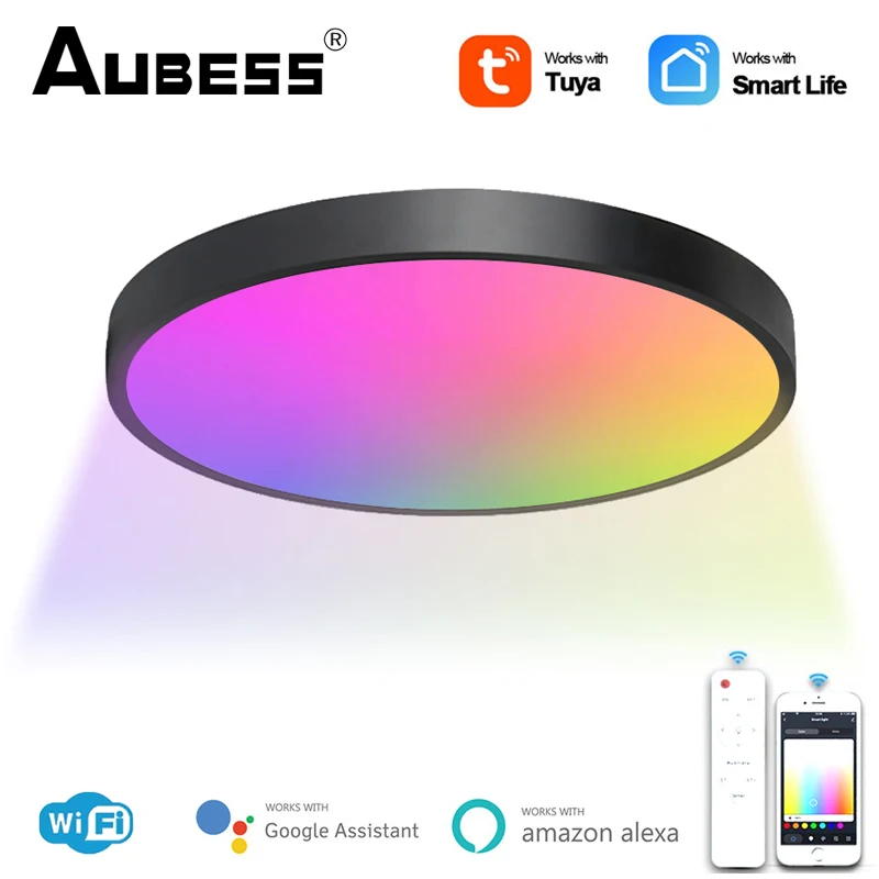 Tuya WiFi+BLE Smart Ceiling Light 24W RGB LED Ceiling Lamp For Living Room Smart Life APP Voice Control with Alexa Google Home
Tuya WiFi+BLE Smart Ceiling Light 24W RGB LED Ceiling Lamp For Living Room Smart Life APP Voice Control with Alexa Google Home