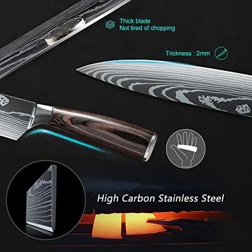 Chef Knife Sets, 3.5-8 Inch Set Boxed Knives 440A Stainless Steel Ultra Sharp Japanese Knives, 5 Pieces Knife Sets for Professio
Chef Knife Sets, 3.5-8 Inch Set Boxed Knives 440A Stainless Steel Ultra Sharp Japanese Knives, 5 Pieces Knife Sets for Professio