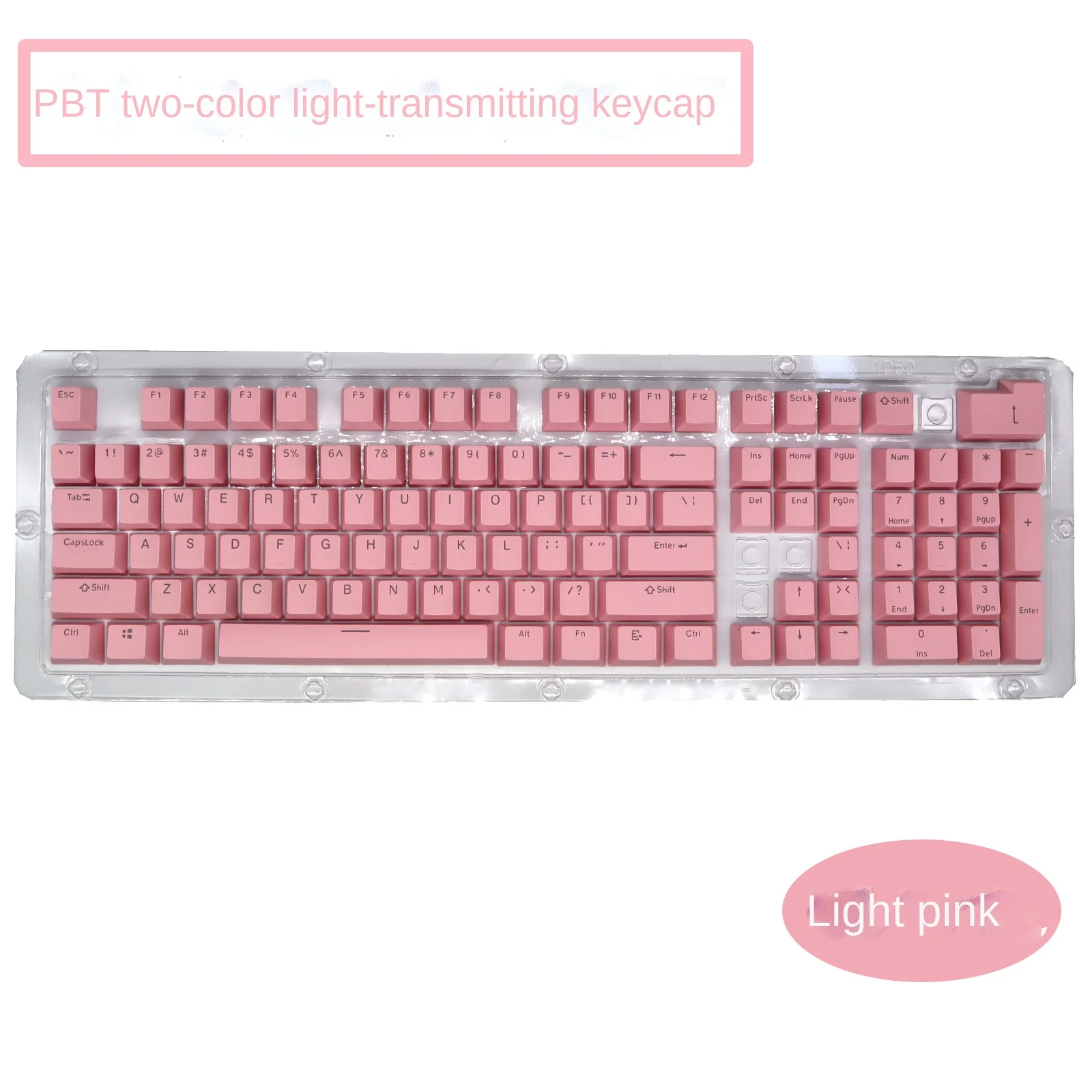 Mechanical keyboard personality PBT material color key cover transparent high closed character mechanical 104 keyboard
Mechanical keyboard personality PBT material color key cover transparent high closed character mechanical 104 keyboard