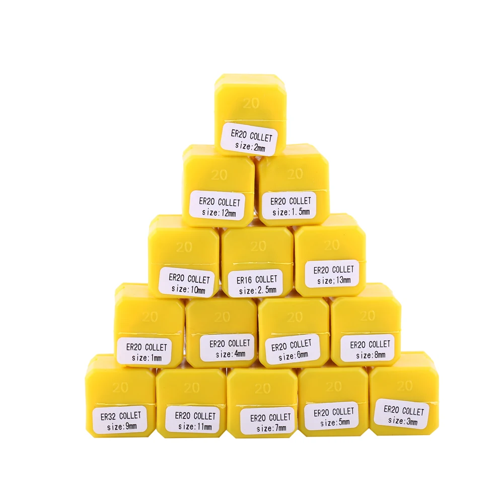 15pcs ER20 Spring Collet Set for CNC Engraving Machine and Milling Lathe Tool 1-13mm Collet
15pcs ER20 Spring Collet Set for CNC Engraving Machine and Milling Lathe Tool 1-13mm Collet