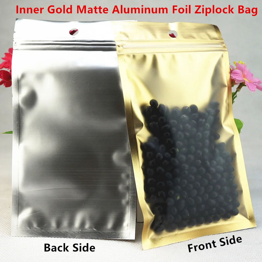 

Матовая отделка, односторонние прозрачные пакеты из алюминиевой фольги с застежкой-молнией, внутренние золотые пакеты с застежкой-молнией, Упаковка для продуктов 3C, 100 шт.