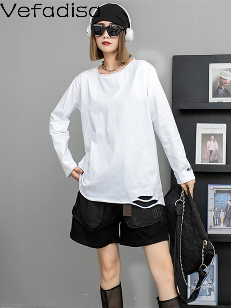 Vefadisa 2023 Spring Version Loose Cuff Letter Embroidered Solid Color Round Neck With Holes Bottom T-shirt For Women ZY236
Vefadisa 2023 Spring Version Loose Cuff Letter Embroidered Solid Color Round Neck With Holes Bottom T-shirt For Women ZY236