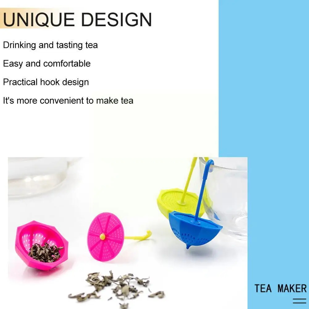 

Новый креативный зонт-ситечко для чая, ситечко для заваривания чая в форме зонта, силиконовый травяной фильтр для специй, ситечко-держатель ...
