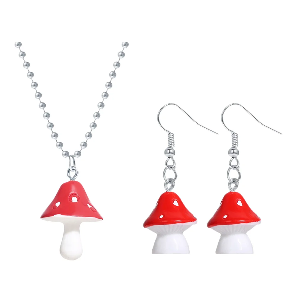 1 Set Jewelries Creative Pendant Dangle Mushroom Necklace Mushroom Earrings Neck Chain Gift
1 Set Jewelries Creative Pendant Dangle Mushroom Necklace Mushroom Earrings Neck Chain Gift