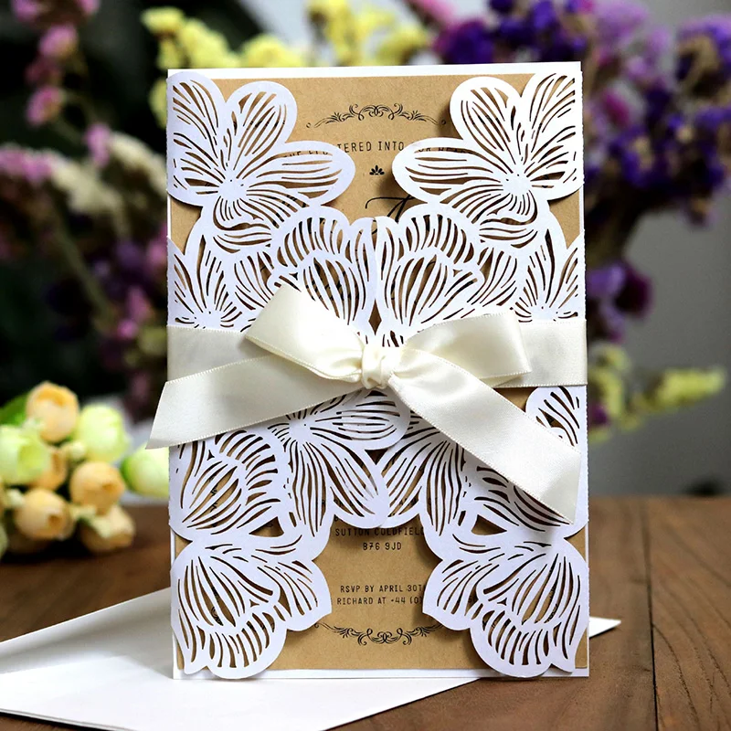 50Pcs Ivitation Card Roses Laser Cut Wedding Invitation Card Cover With Ribbon Birthday Party is Favors White Pink Cards
50Pcs Ivitation Card Roses Laser Cut Wedding Invitation Card Cover With Ribbon Birthday Party is Favors White Pink Cards