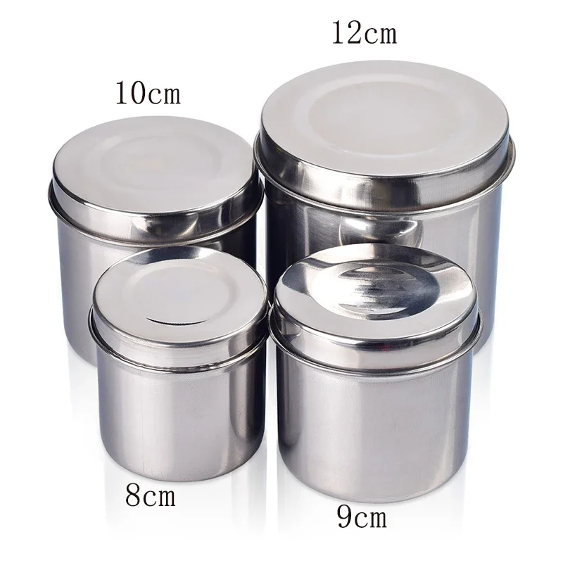 

1Pc Stainless Steel Sterilized Tray Jar Pot Container Bottle Medical Dental Sterilization Tool 6Size