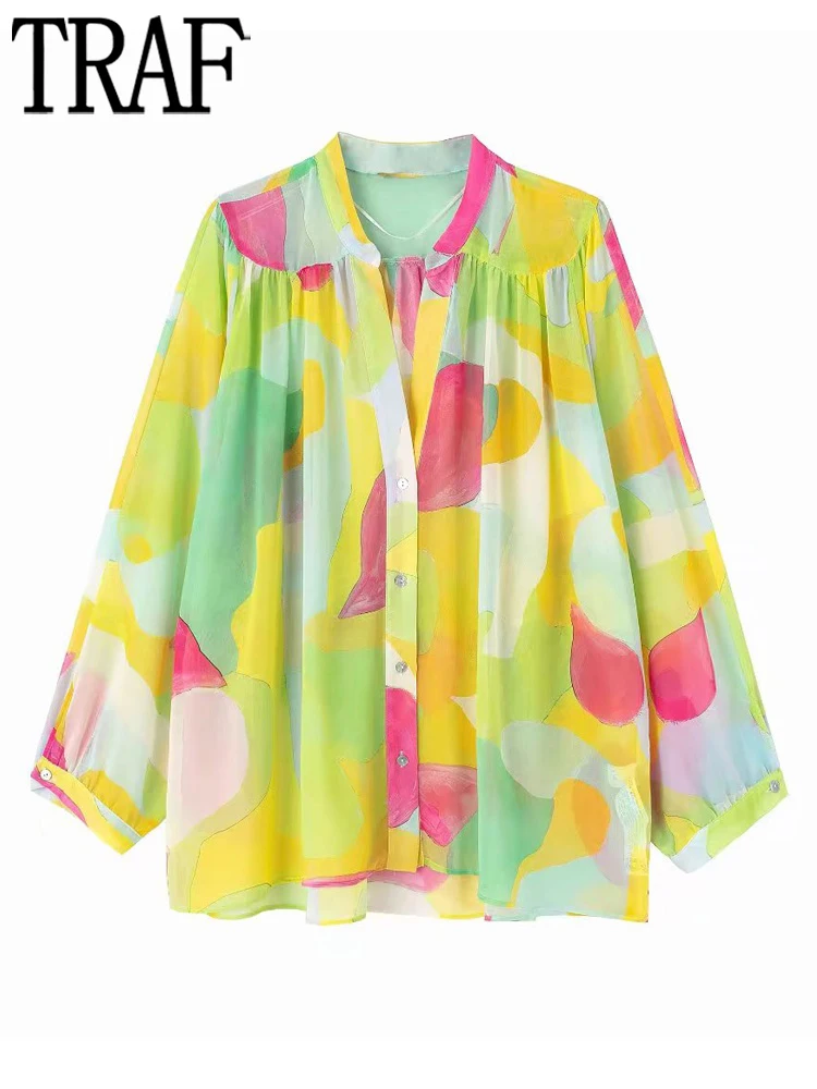 TRAF Print Oversized Shirts for Women Chiffon Blouse Women Casual Long Sleeve Semi Sheer Top Female Summer Button Up Shirt Women
TRAF Print Oversized Shirts for Women Chiffon Blouse Women Casual Long Sleeve Semi Sheer Top Female Summer Button Up Shirt Women