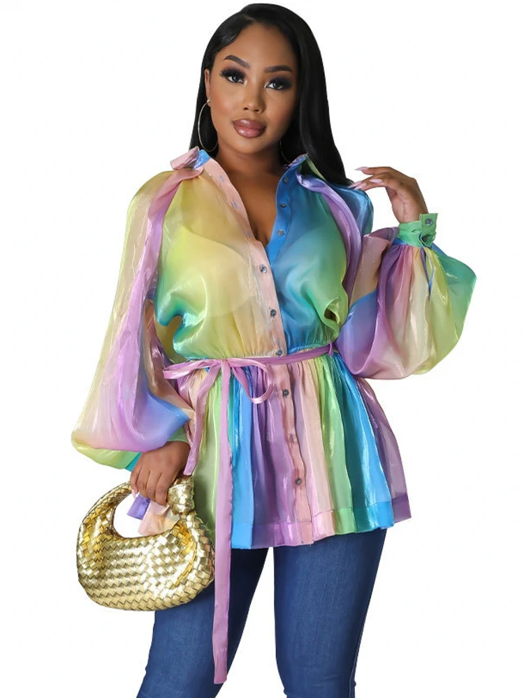 See Though Women Blouses Full Pull Sleeve V-neck Pullover Print Tops Fashion Office Lady Blouse Spring Fall Clothing 2023 
See Though Women Blouses Full Pull Sleeve V-neck Pullover Print Tops Fashion Office Lady Blouse Spring Fall Clothing 2023