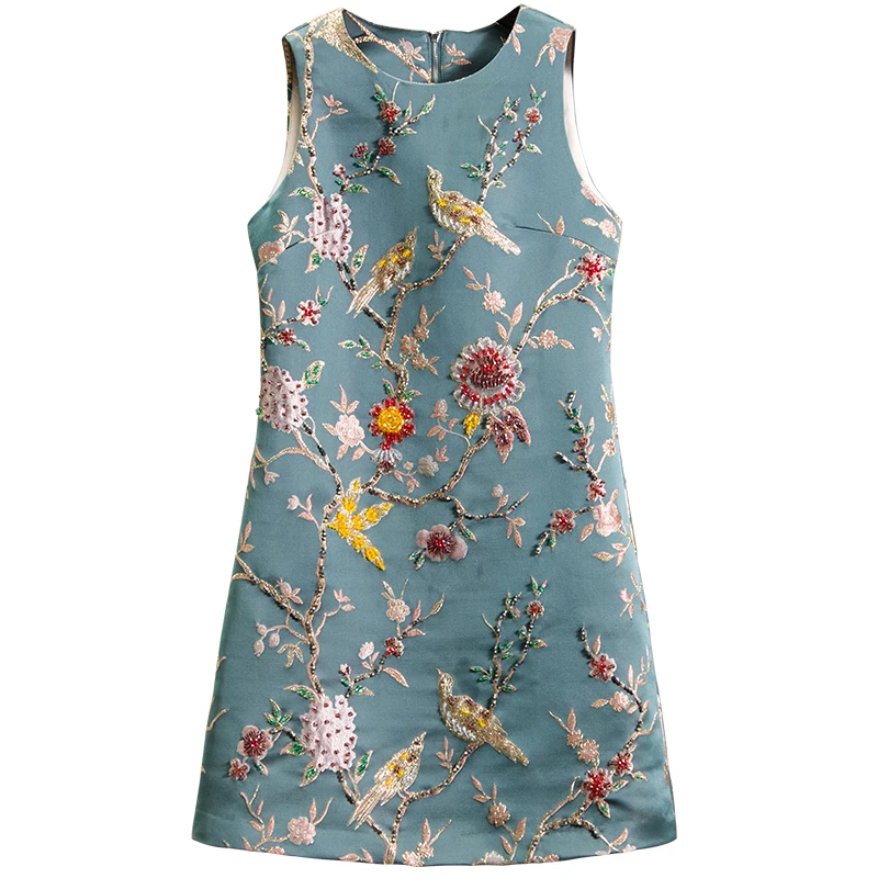 Women Fashion Dress Designer Exquisite Ladies Handmade Beading Diamond Sleeveless A-Line Dress Female Summer Top Quality New
Women Fashion Dress Designer Exquisite Ladies Handmade Beading Diamond Sleeveless A-Line Dress Female Summer Top Quality New