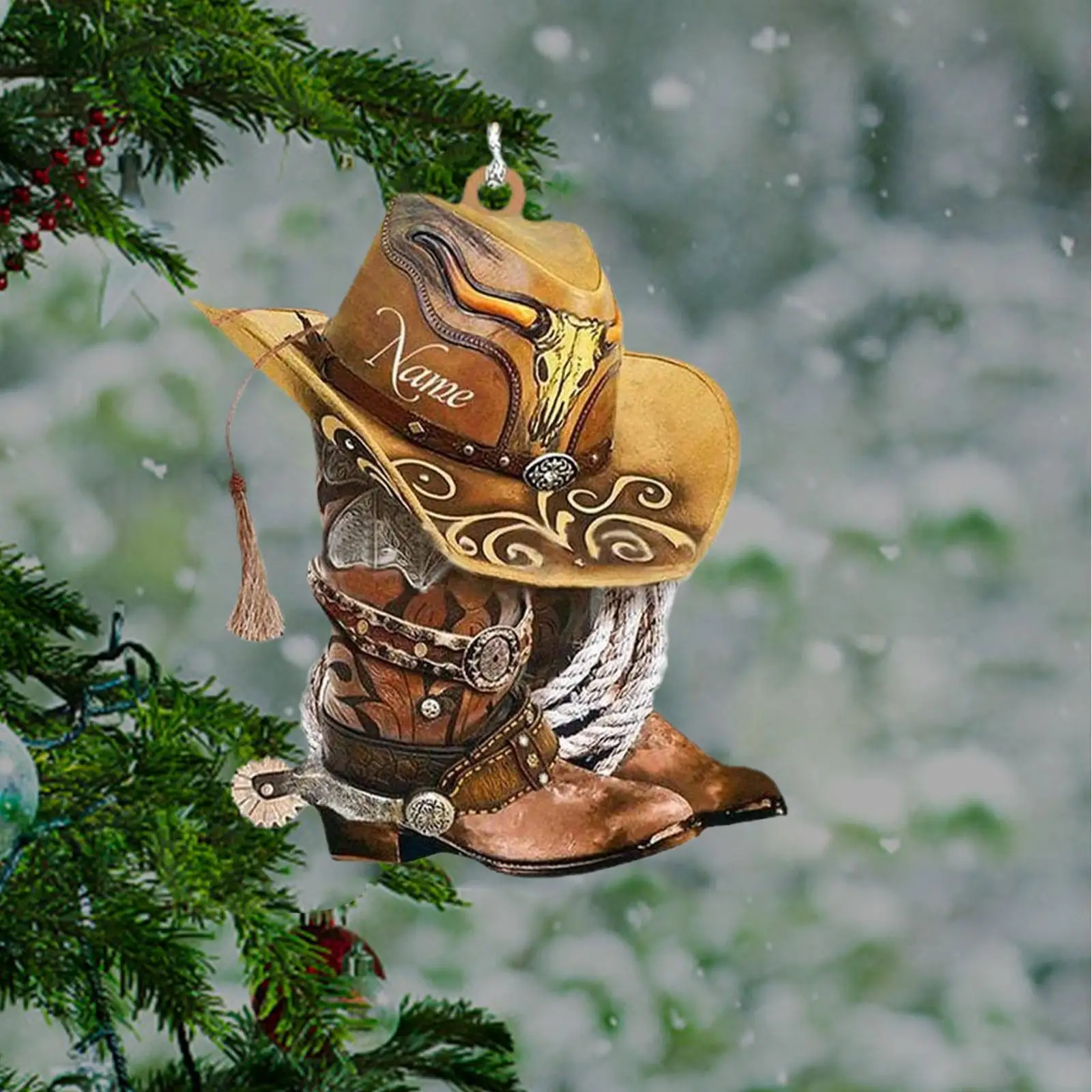 Arcylic Cowboy Hangings Car Ornament Personalized Boots And Hat Cowboy Hangings Ornament Christmas Tree Ornament For Cowgirl
Arcylic Cowboy Hangings Car Ornament Personalized Boots And Hat Cowboy Hangings Ornament Christmas Tree Ornament For Cowgirl