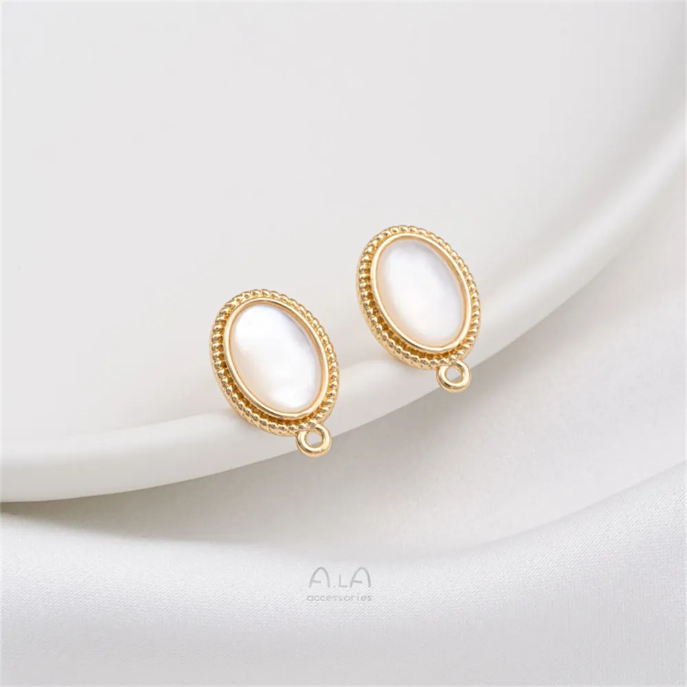 Inlaid with Natural Curved Shell 14K Gold Wrapped Oval Earrings with Hanging Rings 925 Silver Needle Diy Earrings Accessories
Inlaid with Natural Curved Shell 14K Gold Wrapped Oval Earrings with Hanging Rings 925 Silver Needle Diy Earrings Accessories