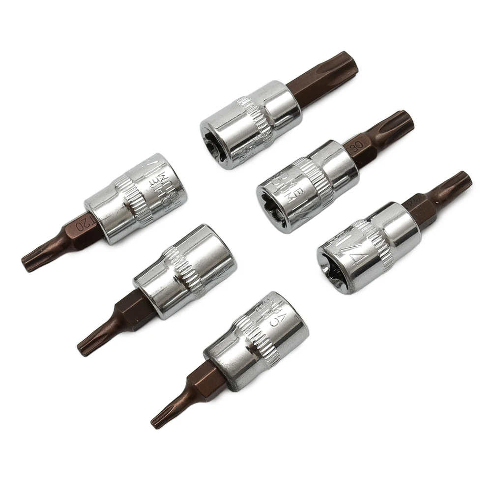 6pcs 1/4" Torx Screwdriver Sockets Bits Set T10 T15 T20 T25 T30 T40 Drive Head Screwdrivers Socket Metal Material Hand Tools Set
6pcs 1/4" Torx Screwdriver Sockets Bits Set T10 T15 T20 T25 T30 T40 Drive Head Screwdrivers Socket Metal Material Hand Tools Set