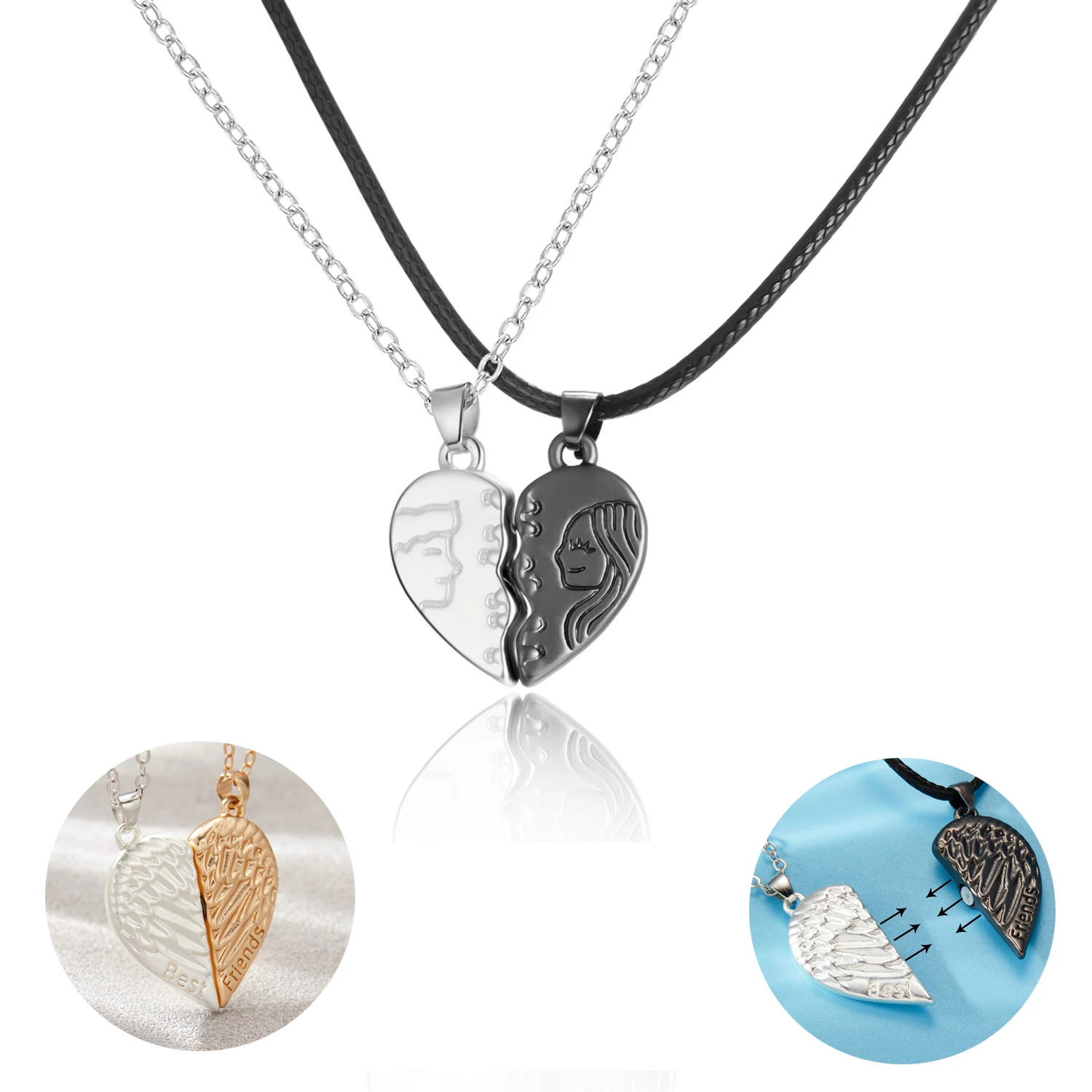 New Angel Wings Couple Necklace Creative Magnet Alloy Best Friend Necklace Ladies Jewelry Pendant 2 Piece Valentine's Day Gift
New Angel Wings Couple Necklace Creative Magnet Alloy Best Friend Necklace Ladies Jewelry Pendant 2 Piece Valentine's Day Gift