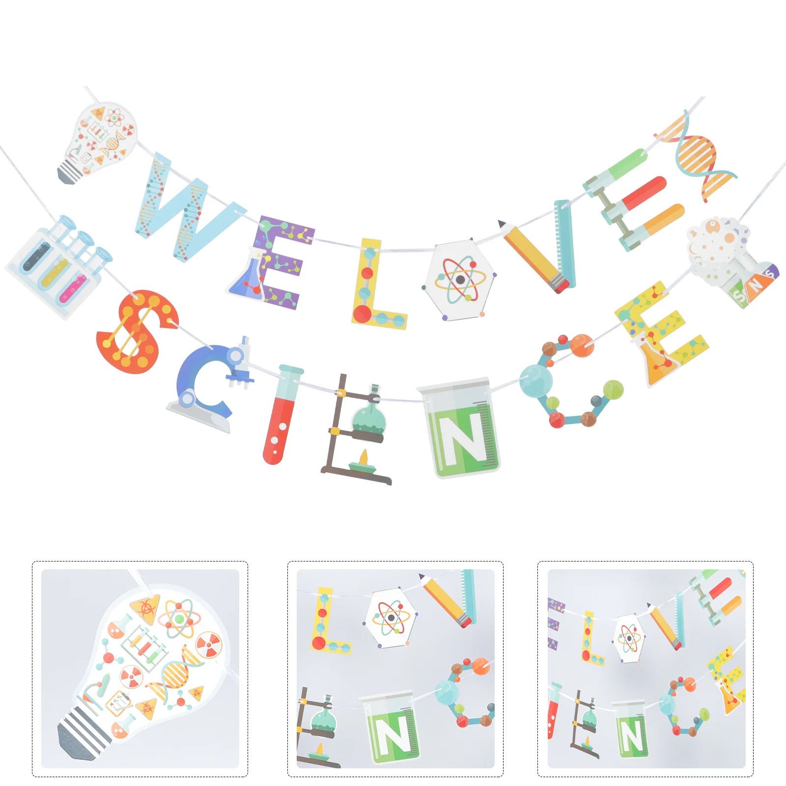 

Banner Party Science Birthday School Decorations Scientist Banners Flags Mad Supplies Classroom Bunting Door Decorative Season