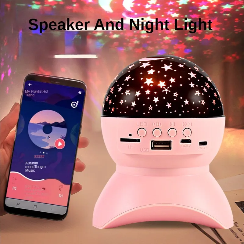 

Bluetooth Speaker with Colorful Light High Sound Quality Rotating Wireless Sound Box Home KTV Flash Light Color Changing TF USB