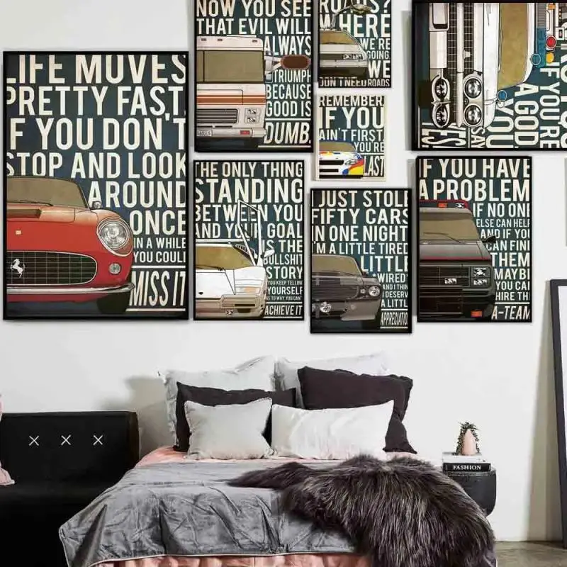 Retro Car Cartoon Vintage Poster and Print Inspirational Quotes Canvas Painting Wall Pictures For Living Room Bedside Home Decor
Retro Car Cartoon Vintage Poster and Print Inspirational Quotes Canvas Painting Wall Pictures For Living Room Bedside Home Decor