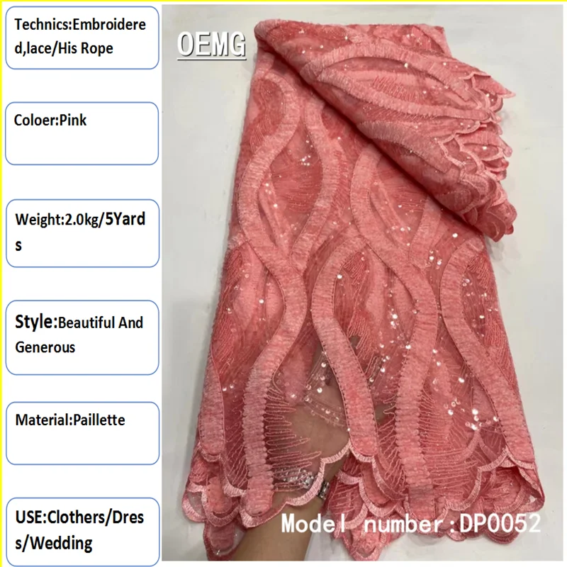 OEMG 2022 African Lace Fabric With sequins Nigerian French Mesh Lace Fabric New Coming Style For Wedding Party Dress Sew DP0052
OEMG 2022 African Lace Fabric With sequins Nigerian French Mesh Lace Fabric New Coming Style For Wedding Party Dress Sew DP0052