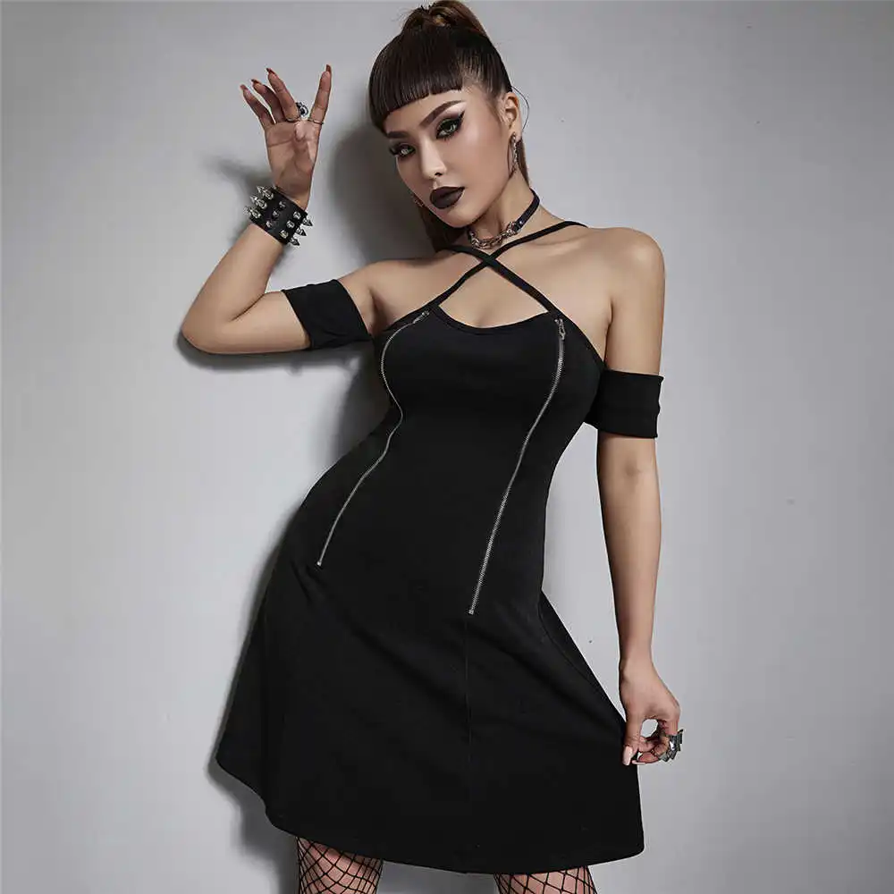 Dress Gothic Retro Women Darkness Fashion Solid Black High Waist Wrap Chest Gothic Dress Women's Spring Summer New 2022
Dress Gothic Retro Women Darkness Fashion Solid Black High Waist Wrap Chest Gothic Dress Women's Spring Summer New 2022