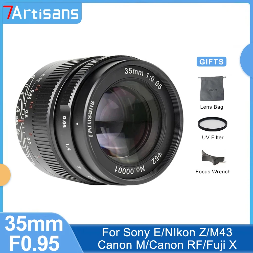 7 Artisans 7artisans 35mm F0.95 APS-C Manual Focus Prime Lens for Nikon Z Olympus M4/3 Fuji XF X Canon EF-M EOS-M Sony E Mount
7 Artisans 7artisans 35mm F0.95 APS-C Manual Focus Prime Lens for Nikon Z Olympus M4/3 Fuji XF X Canon EF-M EOS-M Sony E Mount