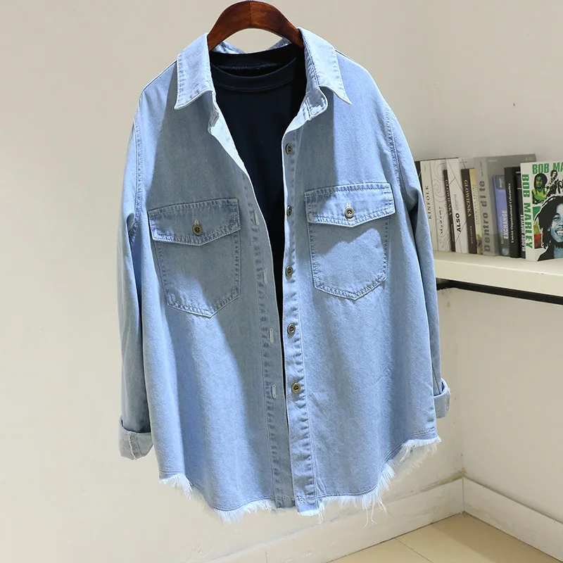 Vintage Light Blue Mid Long Denim Jacket Coat Women Loose Tassel Cowboy Outerwear Long Sleeve Big Pocket Jeans Jackets Female
Vintage Light Blue Mid Long Denim Jacket Coat Women Loose Tassel Cowboy Outerwear Long Sleeve Big Pocket Jeans Jackets Female