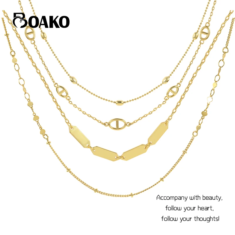 BOAKO S925 Sterling Silver Stacking Necklace for Women Girls Clavicle Chain Kpop Collares Collier Gold Necklaces Luxury Jewelry
BOAKO S925 Sterling Silver Stacking Necklace for Women Girls Clavicle Chain Kpop Collares Collier Gold Necklaces Luxury Jewelry