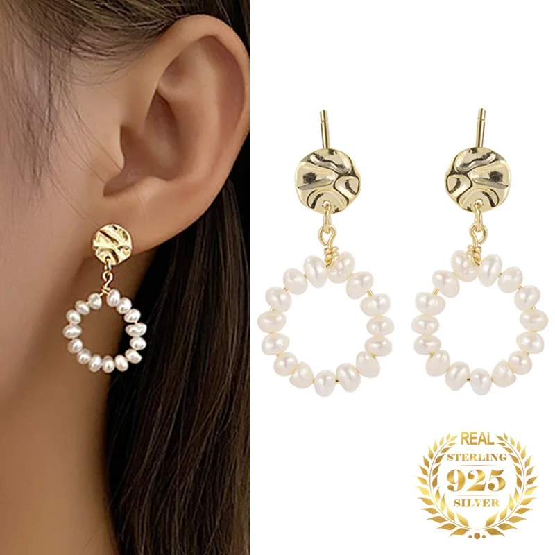 Irregular Sterling Silver 925 Fashion Texture Circle Baroque Pearl Drop Stud Earring for Women Retro Fine Jewelry
Irregular Sterling Silver 925 Fashion Texture Circle Baroque Pearl Drop Stud Earring for Women Retro Fine Jewelry