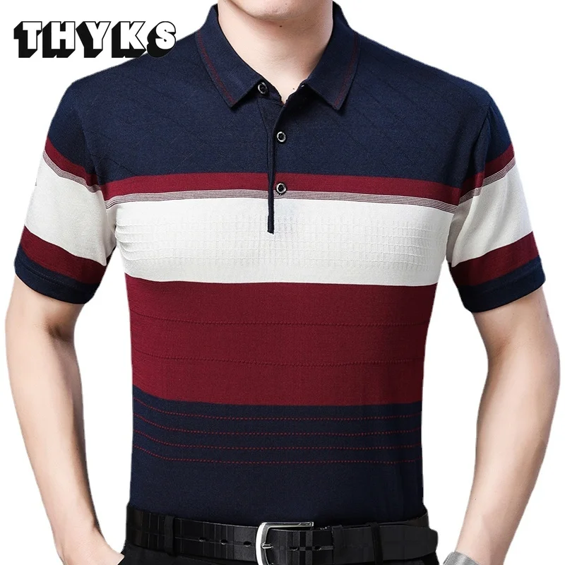 

2022 Brand Short Sleeve Polo Tee Shirt Men Casual Summer Polos Shirts Mens Fashion Slim Fit Poloshirt Striped Men's Clothing