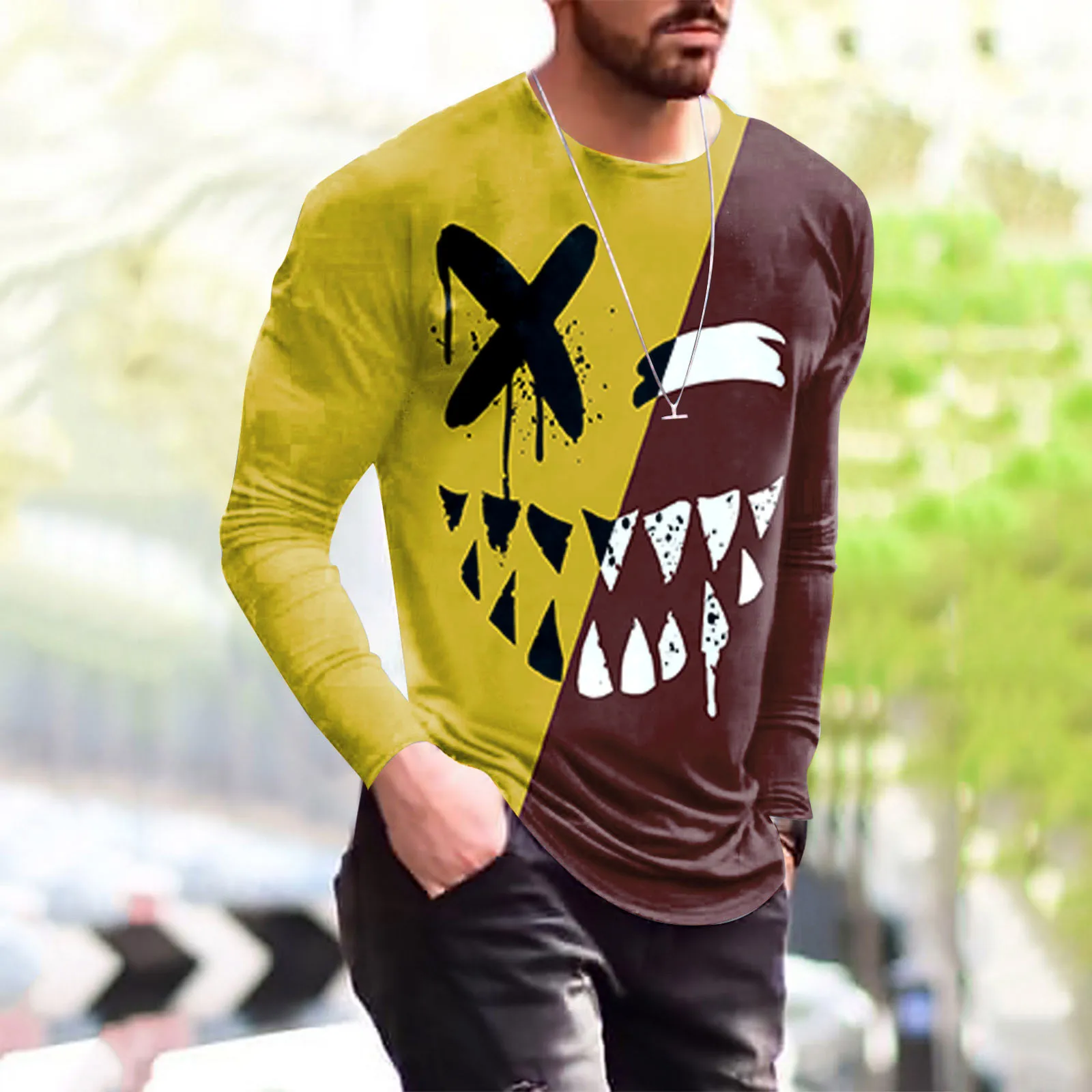 Мужская модная Ретро Спортивная уличная футболка с 3D Цифровым принтом для фитнеса футболка с длинным рукавом Топ Блузка мужские Графически... 
Мужская модная Ретро Спортивная уличная футболка с 3D Цифровым принтом для фитнеса футболка с длинным рукавом Топ Блузка мужские Графически...