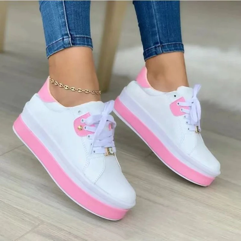 Women's Vulcanized Shoes Thick Sole Heightening Sneakers Outdoor Ladies Casual Flat Thick Sole Lace Up Sneakers Large Size 43
Women's Vulcanized Shoes Thick Sole Heightening Sneakers Outdoor Ladies Casual Flat Thick Sole Lace Up Sneakers Large Size 43