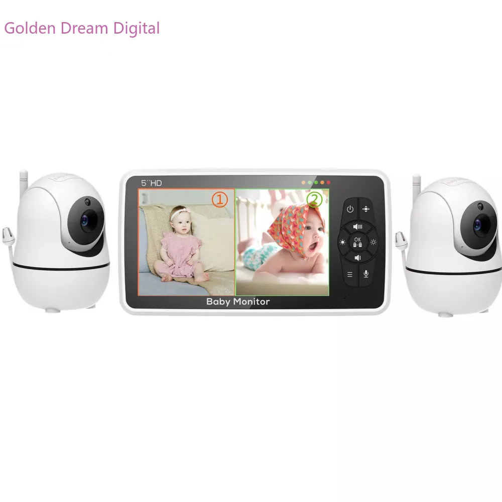 5 inch Video Baby Monitor with Two Camera and Audio, Night Vision, 4X Zoom, 1000ft Range 2-Way Audio Temperature Sensor Lullaby
5 inch Video Baby Monitor with Two Camera and Audio, Night Vision, 4X Zoom, 1000ft Range 2-Way Audio Temperature Sensor Lullaby