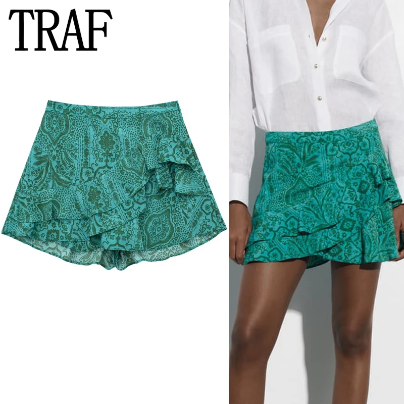 TRAF Green Print Skorts For Women Ruffle Mini Skirt Shorts Woman Fashion 2023 High Waist Short Skirts Vintage Summer Skirt
TRAF Green Print Skorts For Women Ruffle Mini Skirt Shorts Woman Fashion 2023 High Waist Short Skirts Vintage Summer Skirt