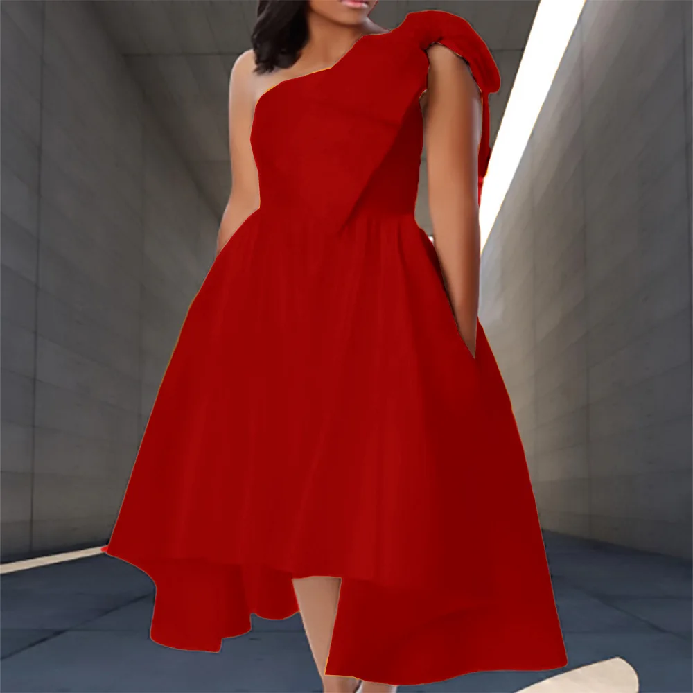 Sexy One Shoulder Big Bow Sleeveless Backless Dress Prom Wedding Evening Party Dresse Women Elegant Christmas African Dress 2022
Sexy One Shoulder Big Bow Sleeveless Backless Dress Prom Wedding Evening Party Dresse Women Elegant Christmas African Dress 2022