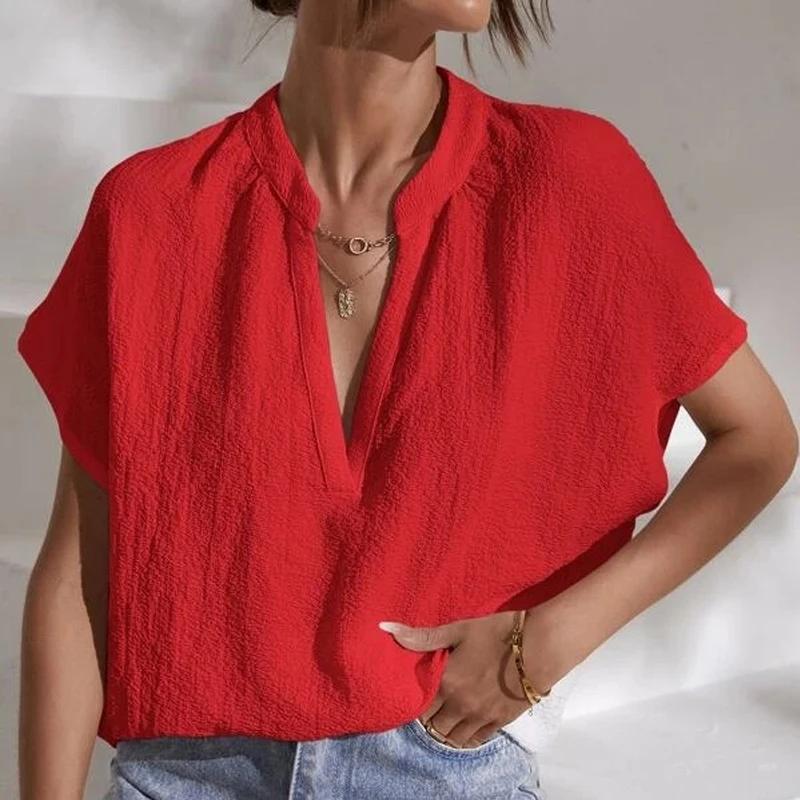 Simple Fashion Solid Cotton Linen Blouses Spring Elegant V Neck Office Lady Shirt Pullovers Summer Short Sleeve Loose Women Tops
Simple Fashion Solid Cotton Linen Blouses Spring Elegant V Neck Office Lady Shirt Pullovers Summer Short Sleeve Loose Women Tops