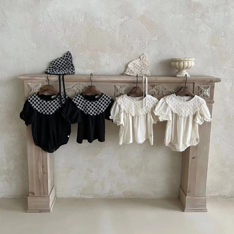 HoneyCherry Summer baby embroidered plaid collar bubble short-sleeved top girl baby light romper baby girl clothes
HoneyCherry Summer baby embroidered plaid collar bubble short-sleeved top girl baby light romper baby girl clothes