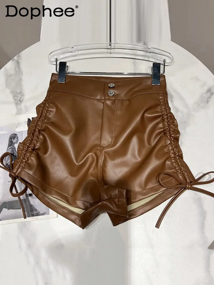 Fashion Trend Versatile Drawstring Bandage PU Leather Shorts Women's Cool Slim High Waist Short Pant 2022 Autumn
Fashion Trend Versatile Drawstring Bandage PU Leather Shorts Women's Cool Slim High Waist Short Pant 2022 Autumn