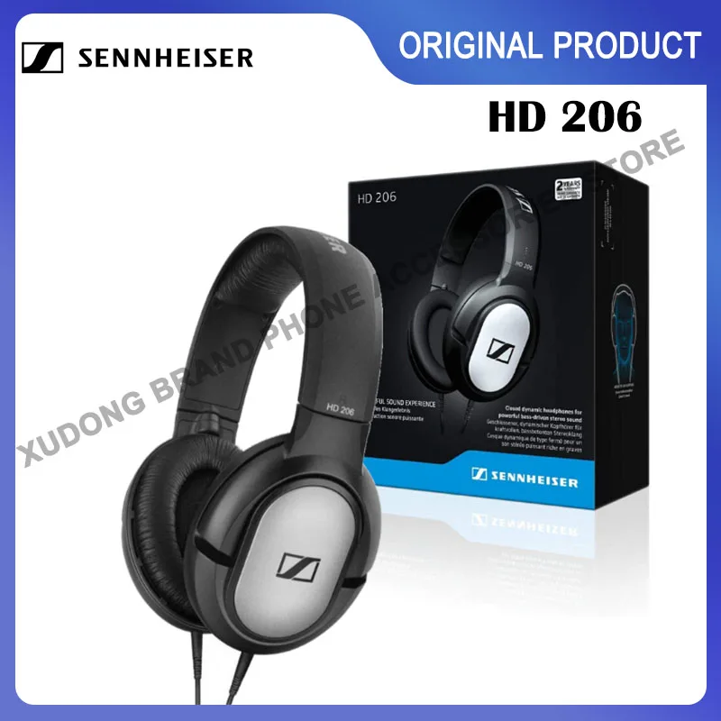 

Original Sennheiser HD 206 Wired Headphones Over Ear Closed-Back Earphones HD206 Stereo Music Sport Gaming Headset With Mic