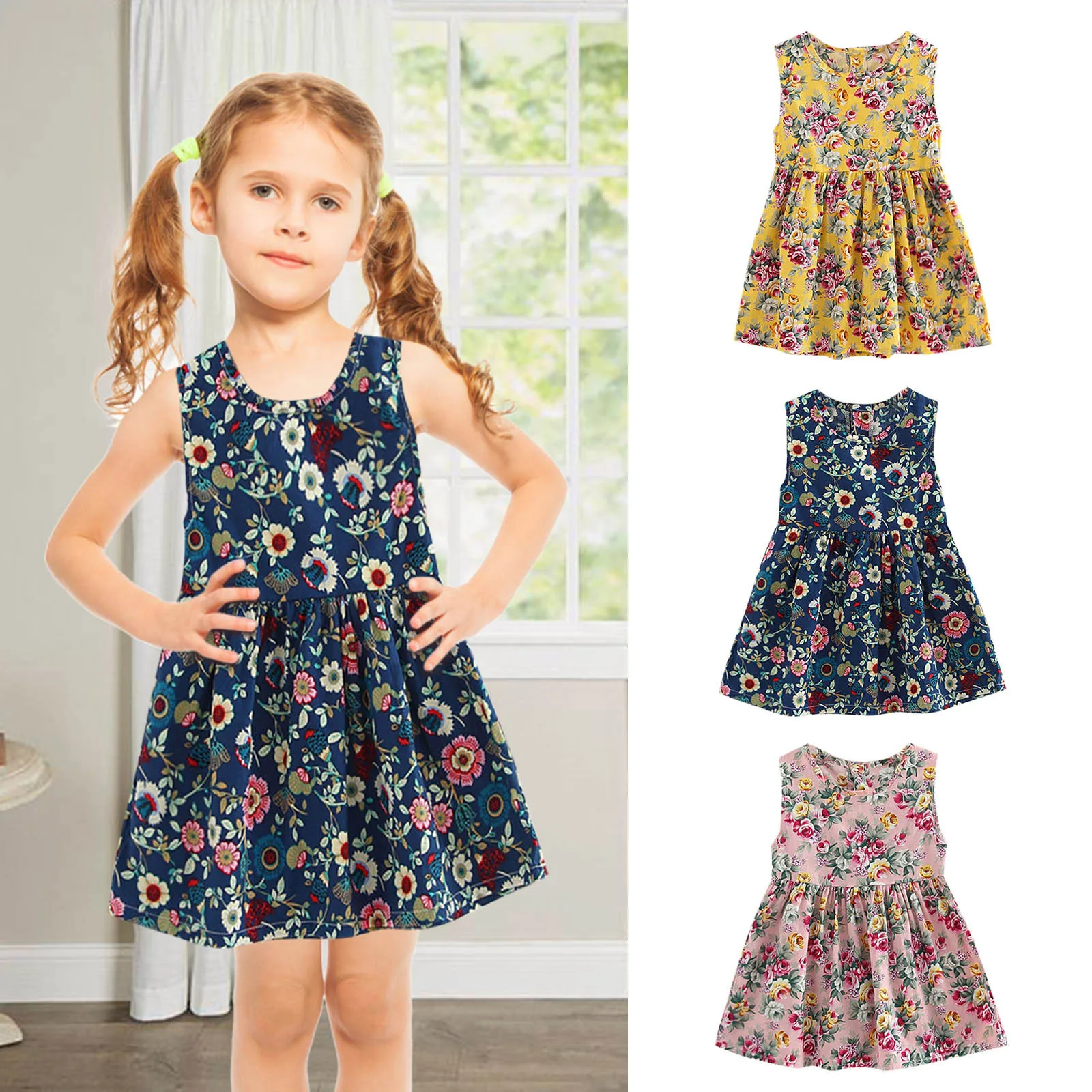 1-7 Years Baby Girls Sleeveless Flower Print Dresses Clothes Kids Summer Princess Dress Children Party Ball Pageant Dress Outfit
1-7 Years Baby Girls Sleeveless Flower Print Dresses Clothes Kids Summer Princess Dress Children Party Ball Pageant Dress Outfit