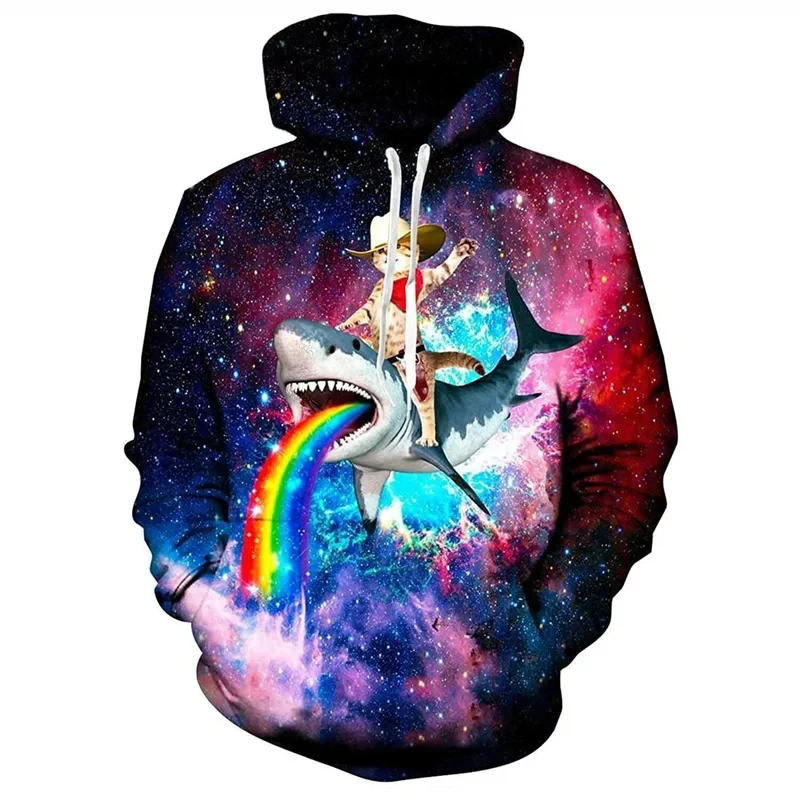 Novelty Galaxy Cat Riding Dinosaur Shark Graphic Hoodie Men 3D Printing Couple Hooded Sweatshirt Kids Pullover Top Clothing
Novelty Galaxy Cat Riding Dinosaur Shark Graphic Hoodie Men 3D Printing Couple Hooded Sweatshirt Kids Pullover Top Clothing