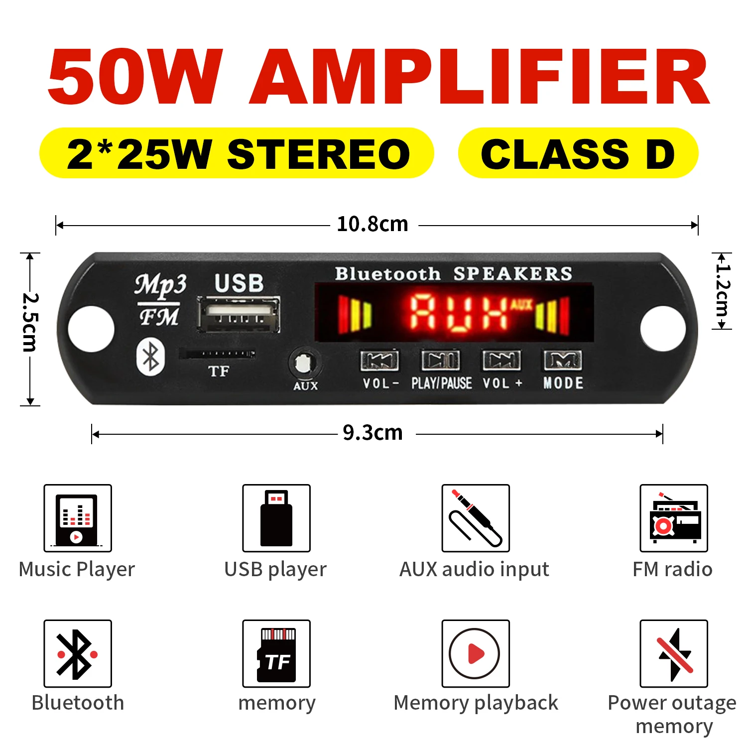 2*25W amplifier MP3 Player Decoder Board 18V Bluetooth 5.0 50W amplifier Car FM Radio Module Support TF USB AUX
2*25W amplifier MP3 Player Decoder Board 18V Bluetooth 5.0 50W amplifier Car FM Radio Module Support TF USB AUX