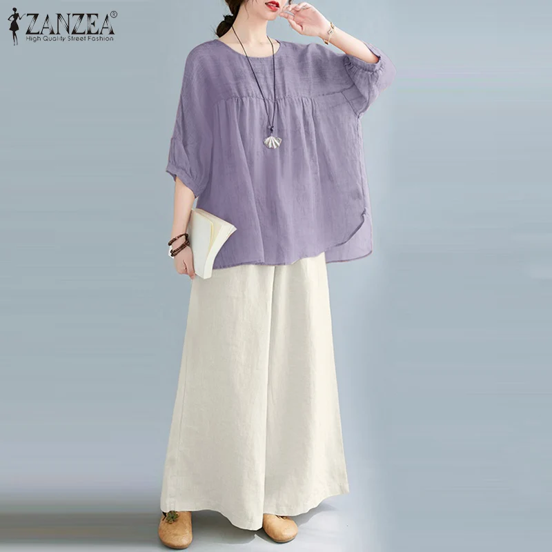 Holiday Loose Suit O-Neck Solid Buttons Short Sleeve Blouse Elastic Side Pockets Wide-legged Pant ZANZEA Summer Women All-Match
Holiday Loose Suit O-Neck Solid Buttons Short Sleeve Blouse Elastic Side Pockets Wide-legged Pant ZANZEA Summer Women All-Match