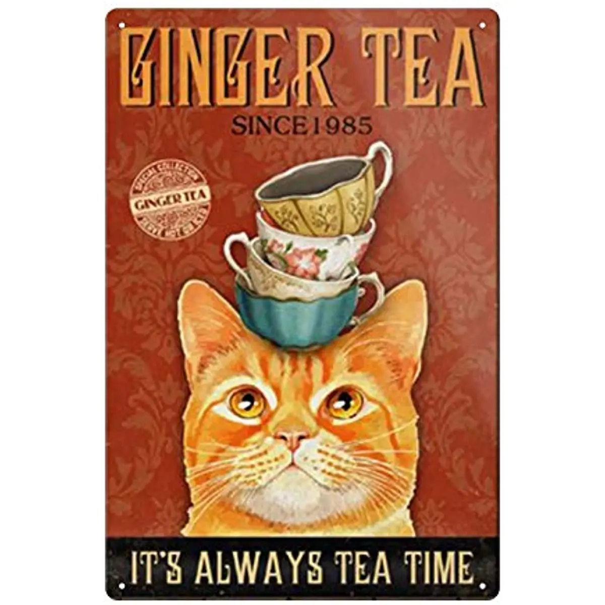 Vintage Ginger Tea Cat Logo Tin Logo Wall Decoration Art Metal Logo Shop Cafe Club Wall Decoration
Vintage Ginger Tea Cat Logo Tin Logo Wall Decoration Art Metal Logo Shop Cafe Club Wall Decoration