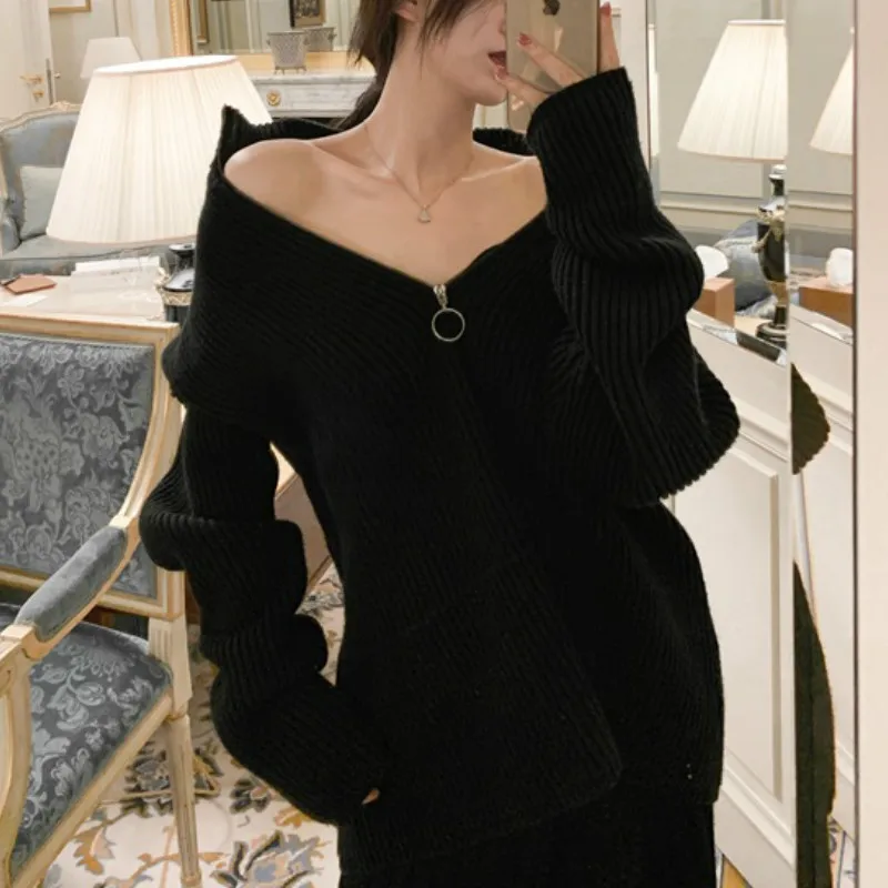 Fashion Autumn Winter Zipper Turtleneck Sweater Women Full Sleeve Knitted Pullovers White Casual Jumper Loose Oversized Outwear
Fashion Autumn Winter Zipper Turtleneck Sweater Women Full Sleeve Knitted Pullovers White Casual Jumper Loose Oversized Outwear